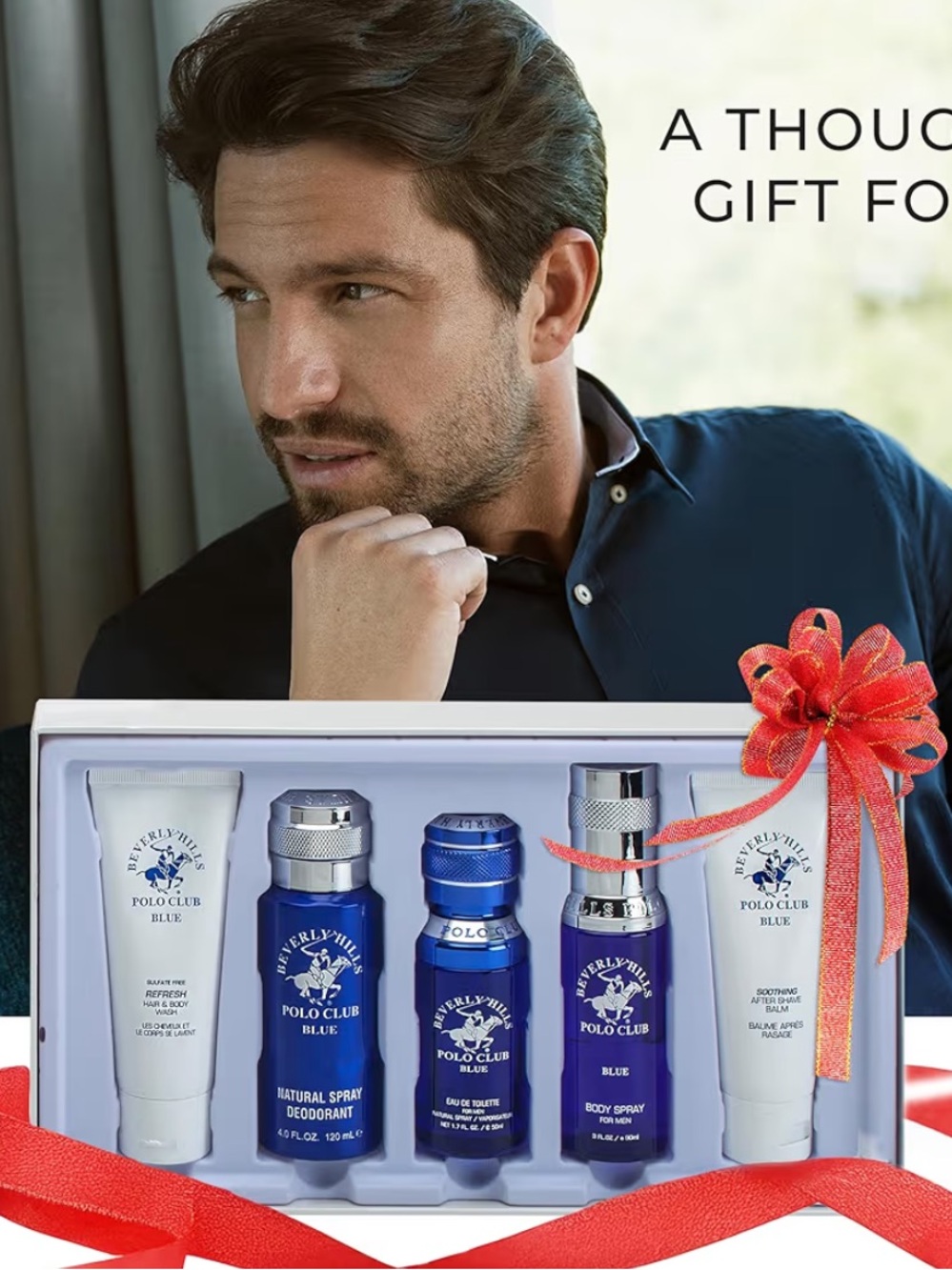 Beverly Hills Polo Club Blue set 1.7 Cologne,4 0z body spray,Deodorant 4 0z + 2